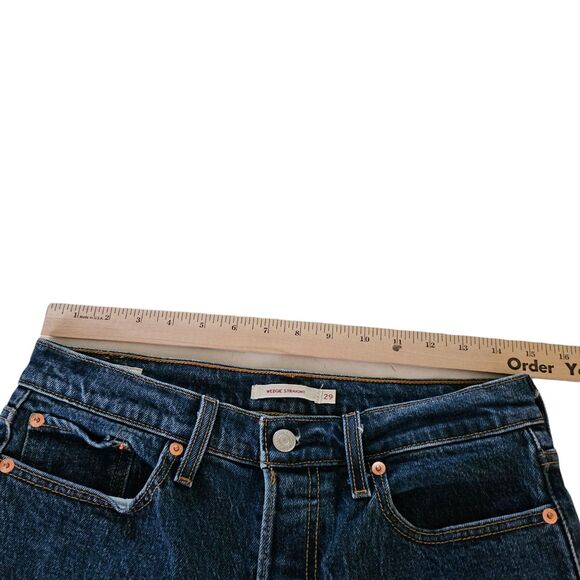 Levi's Premium Jeans Womens 29 Blue Wedgie Straight High Rise Button Fly Raw Hem - Picture 7 of 10